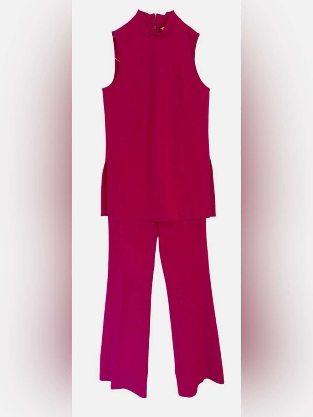 Trina Turk 2 piece Magenta Wide-Leg Jumpsuit Set top sz 10/ pants sz 12